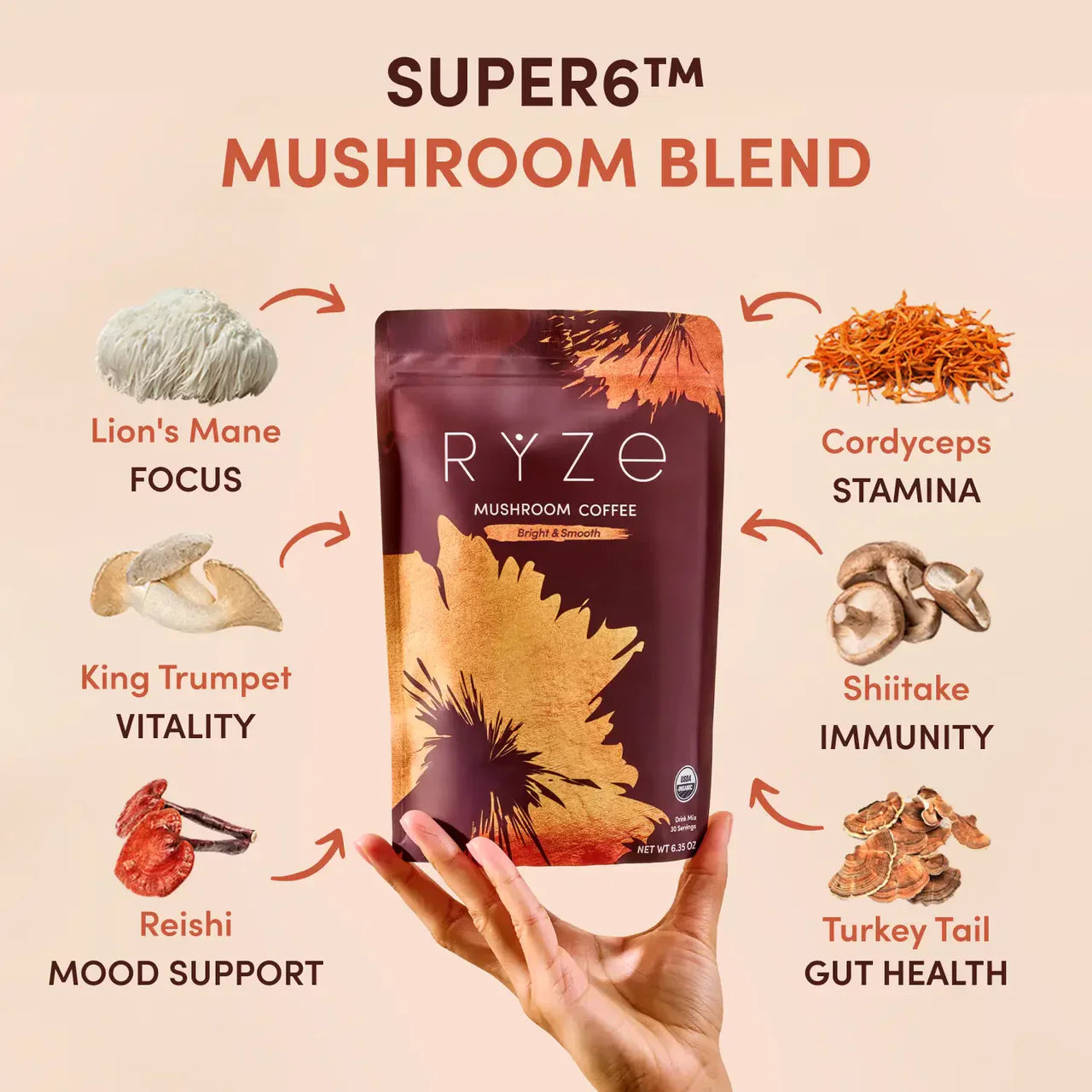 Veltora Focus Brew – Mushroom Coffee for Clean Energy & Focus
